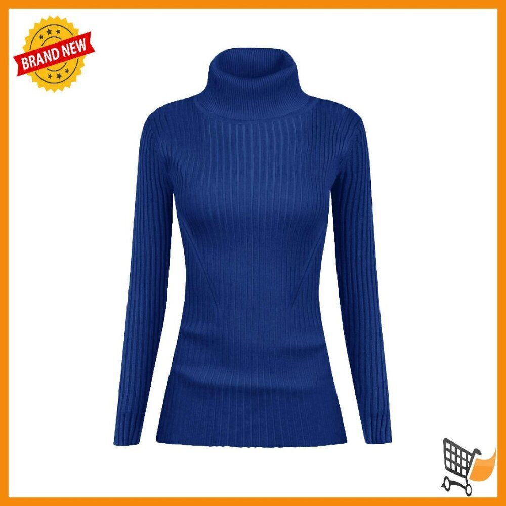 Ribbed Turtleneck Sweater Women's Slim Fit Knitted Pullover Warm